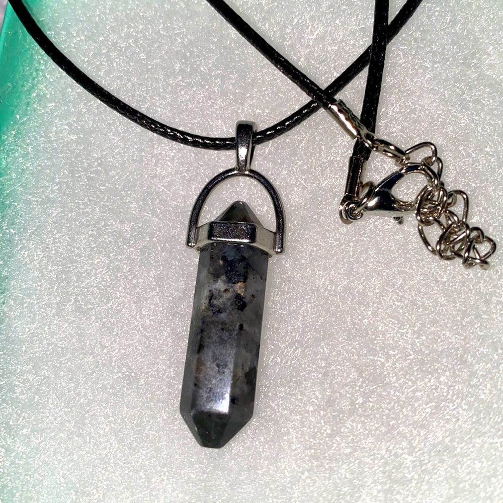 Handmade Grey Jasper on Black Cord 16-18” Necklace